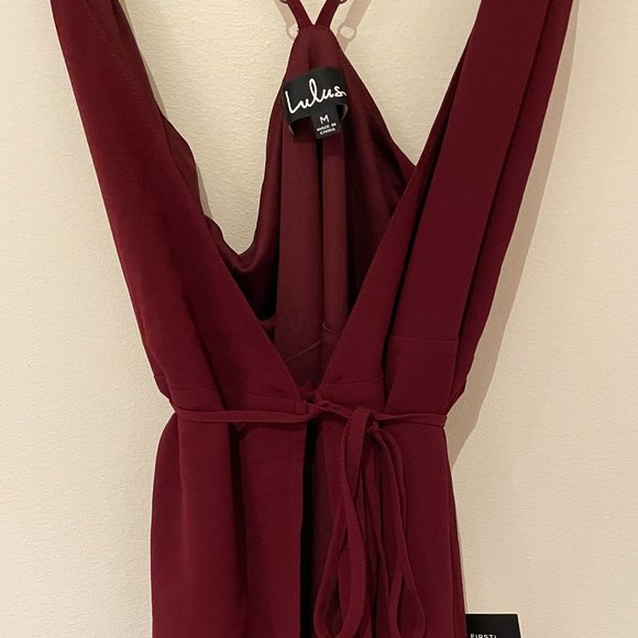 NEW Lulu's Here's to Us Burgundy High-Low Wrap Dress Size Medium - Picture 3 of 15